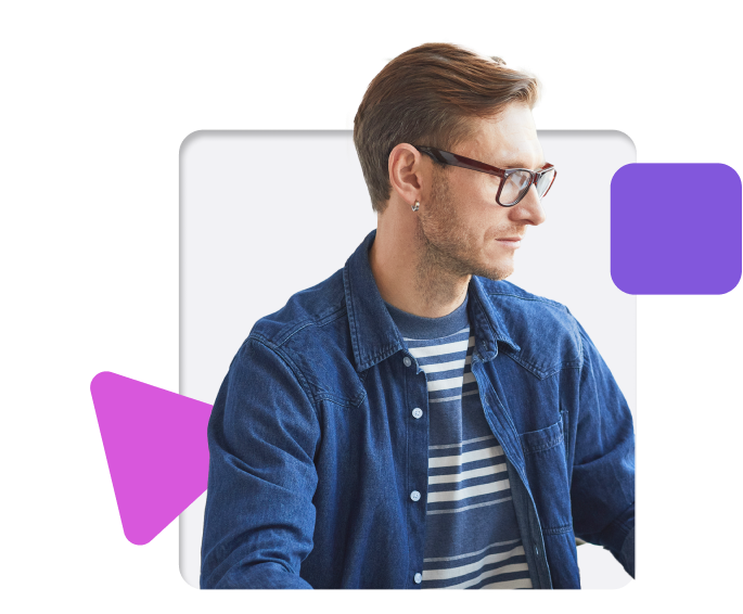 man looking off at screen