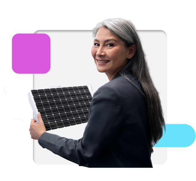 lady holding a solar panel